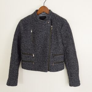 Banana Republic Wool Blend Boucle Knit Moto Jacket Size 0P